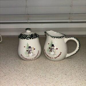 Christmas Snowman Creamer and Sugar Set